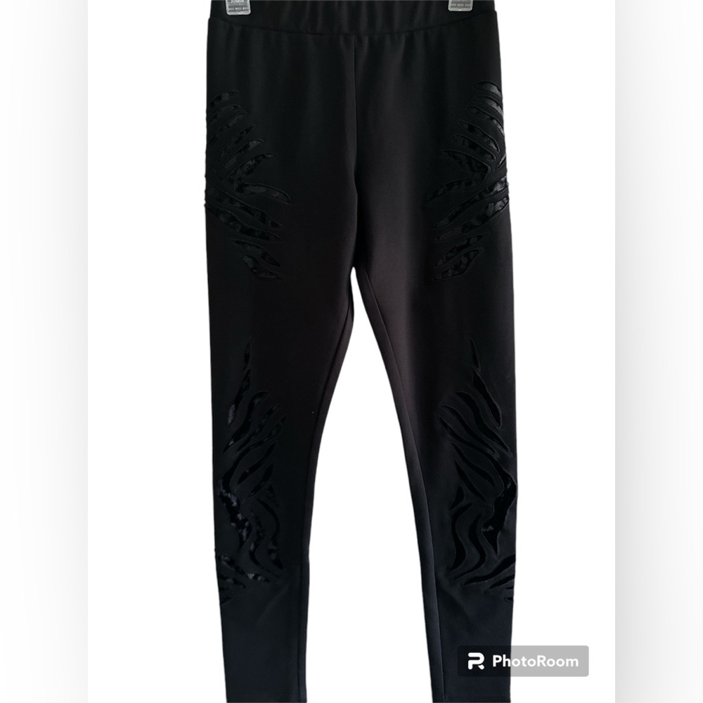 Joseph Ribkoff thick knit burnout velvet leggings
